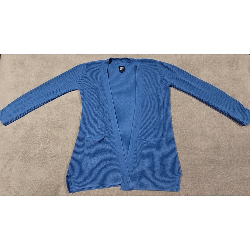 GAP Womens Blue Ribbed Open Front Longline Cardigan Sweater Size S GP015840